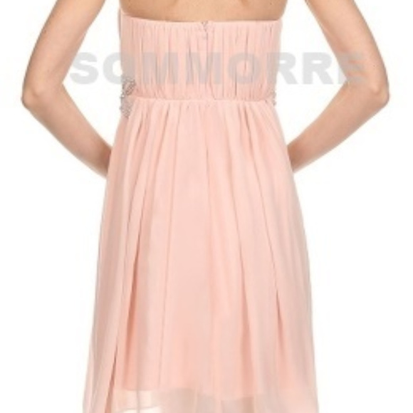 Sheer Blush Strapless Chiffon Rhines Prom - Picture 3 of 14